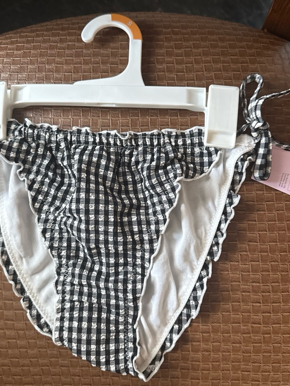 wild fable Black & White Gingham Bikini Bottom with Side Ties